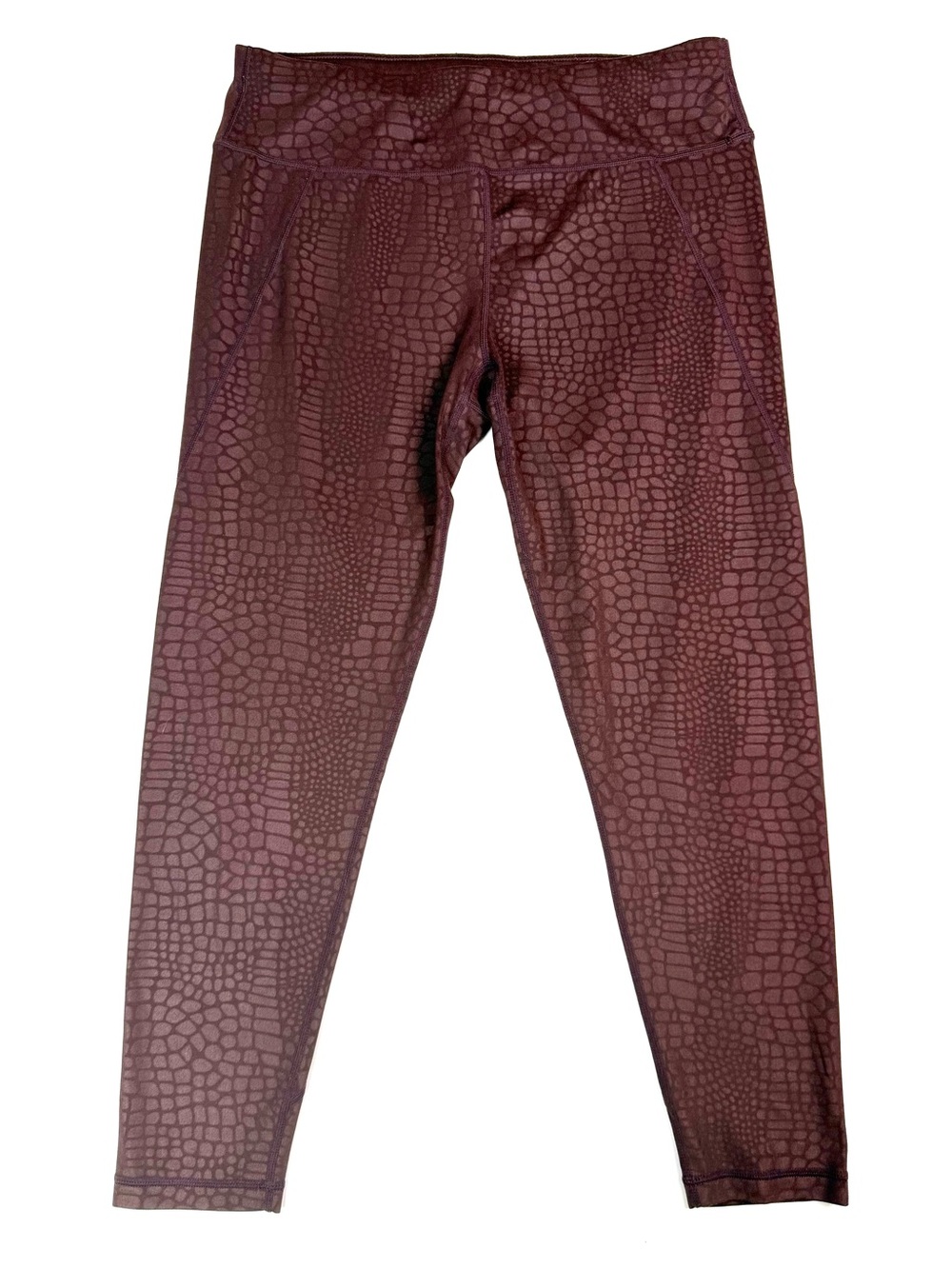 Sweaty Betty All Day 7/8 Leggings Large Burgundy Croc Animal Print Yoga 24”